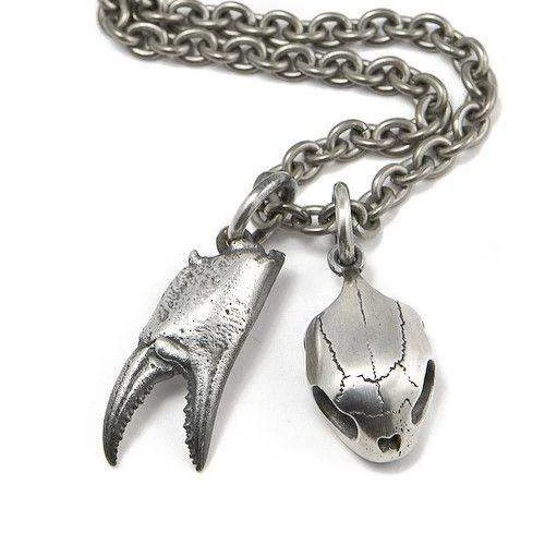 Women's art deco necklaces-Skull & Claw Silver Designer Necklace