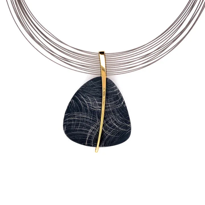 Women's symbolic necklaces-Titanium and Gold Plate Necklace