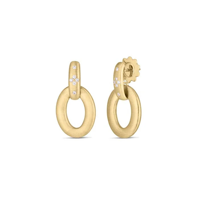 Women's exclusive earrings-Roberto Coin Duchessa Small Door-Knocker Earrings with Diamonds in 18K Yellow Gold