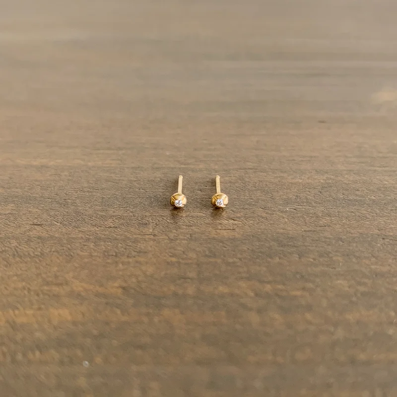 Women's rose gold earrings-Small Blossom Stud Earrings with Diamonds