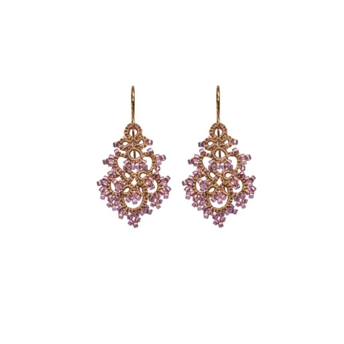 Women's limited edition earrings-Lace Earrings: Raia in Purple