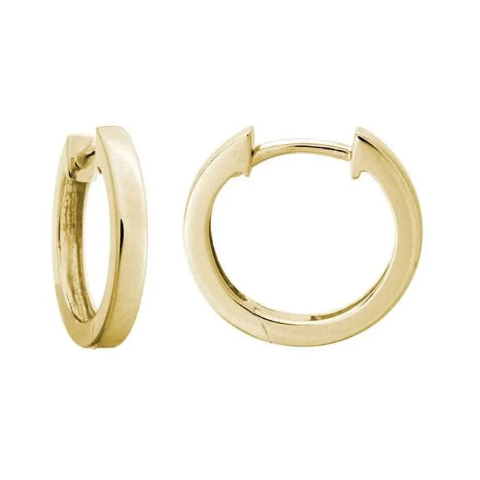 Women's geometric earrings-Mountz Collection 14MM Round Square Edge Hoop Earrings in 14K Yellow Gold