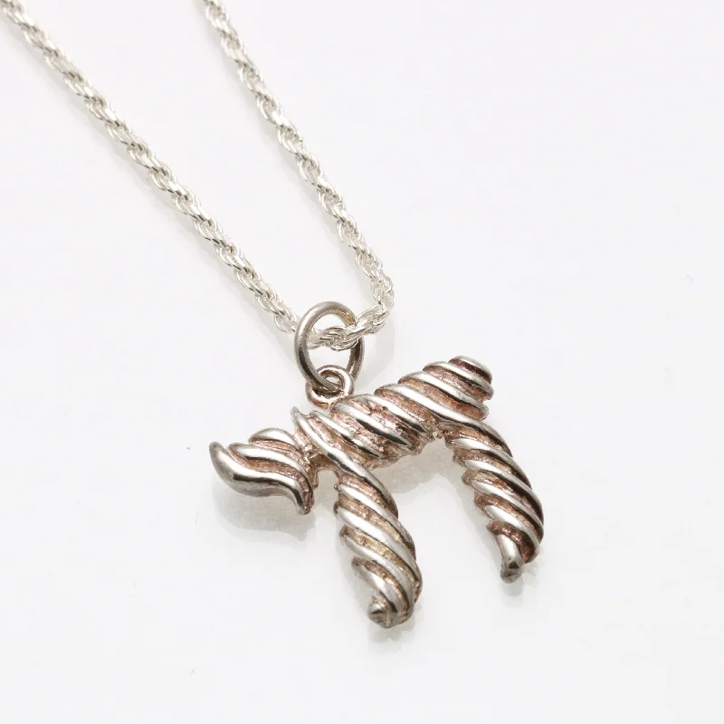 Women's minimalist necklaces-Sterling Silver Striped Chai Necklace