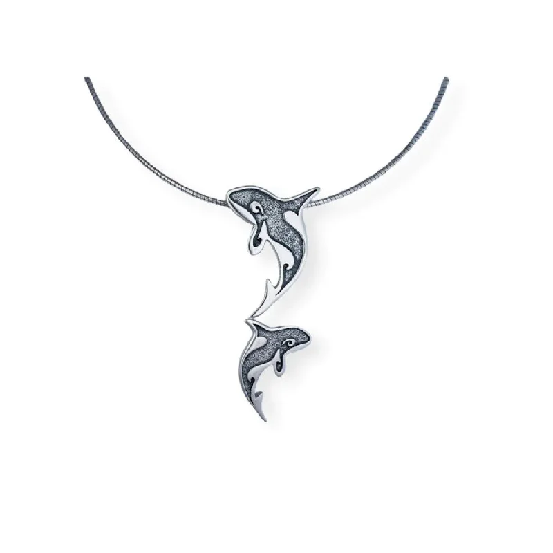 Women's charm necklaces-Orca Large Double Necklet