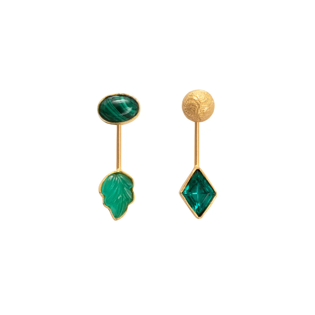 Women's handmade artisan earrings-Green Detachable Drop Earrings