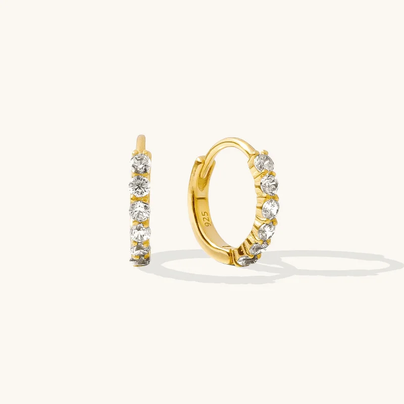 Women's drop earrings-Classic CZ Huggie Hoop Earrings