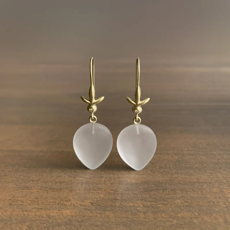 Women's unique earrings-Frosted Quartz Petite Fleur Earrings