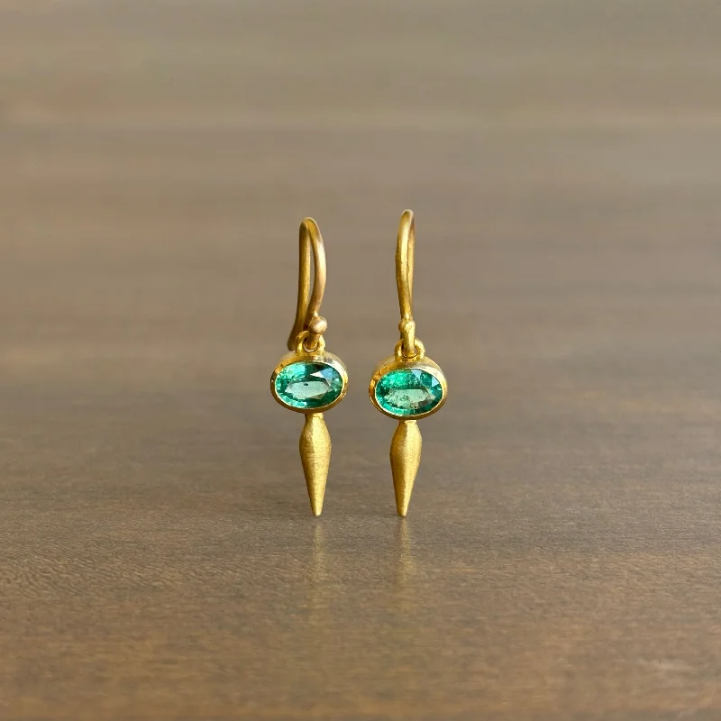 Women's Valentine's Day earrings-Emerald Pod Drop Earrings