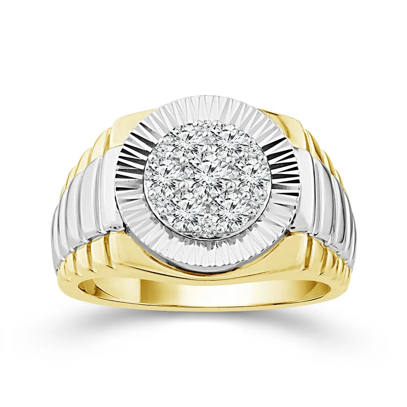 Women's fashion rings-1.00 Carat Gents Diamond Fashion Ring in 14 Karat Two-Tone Gold