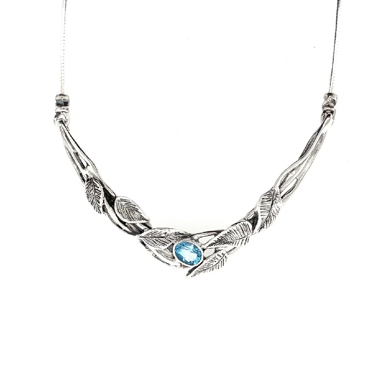 Women's sapphire necklaces-Silver And Blue Topaz Necklace -