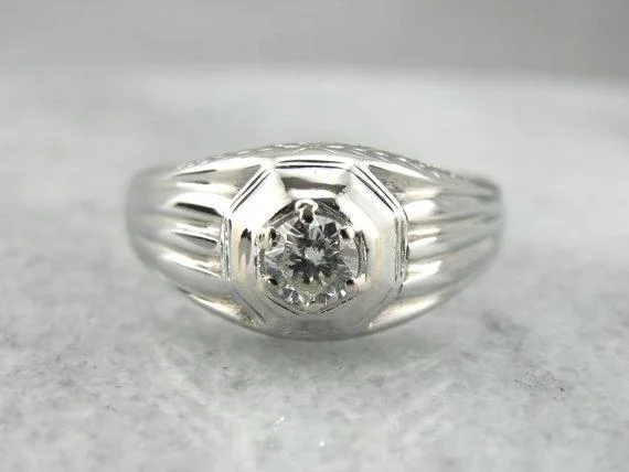 Women's promise rings-White Gold and Diamond Men's Ring