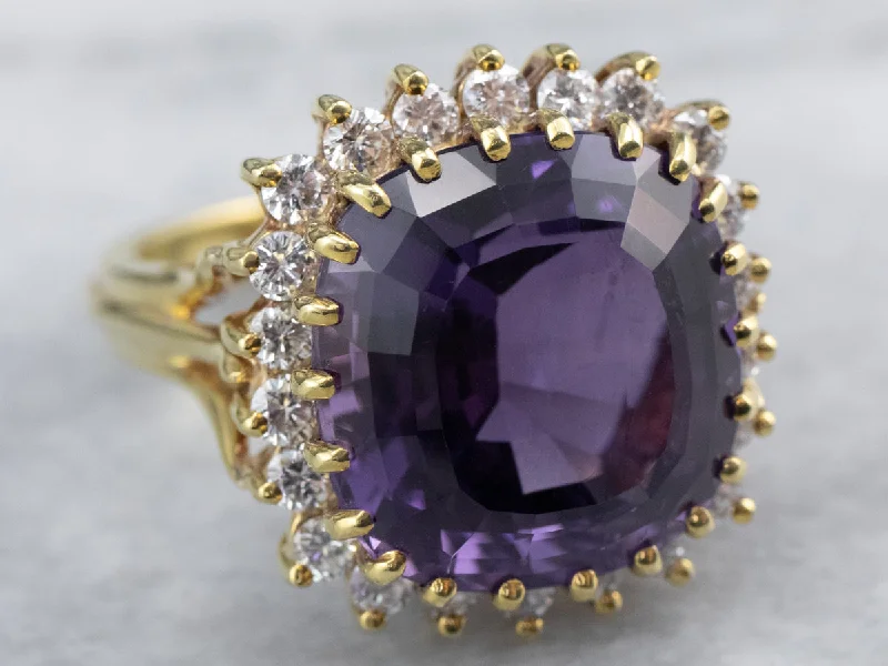 Women's DNA rings-Amethyst and Diamond Cocktail Ring