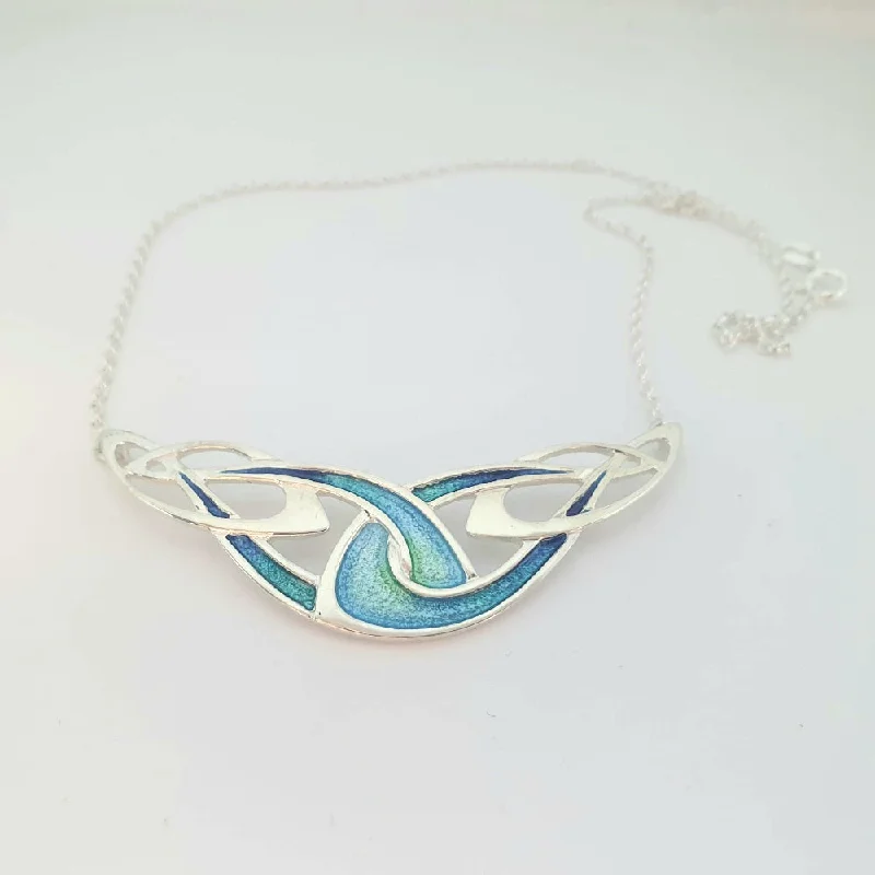 Women's Valentine's Day necklaces-Celtic Sterling Silver and Enamel Necklace -  EN26