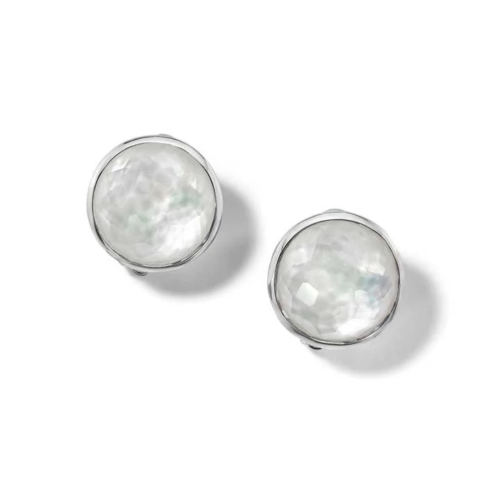 Modern women's earrings-Ippolita Lollipop Collection Mother of Pearl Doublet Clip-On Button Earrings in Sterling Silver