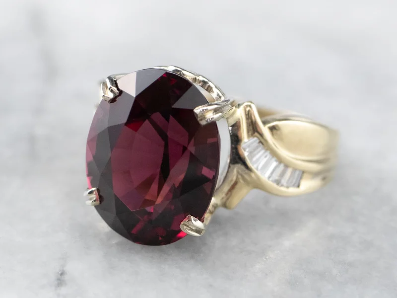 Women's religious rings-Modern Garnet and Diamond Cocktail Ring