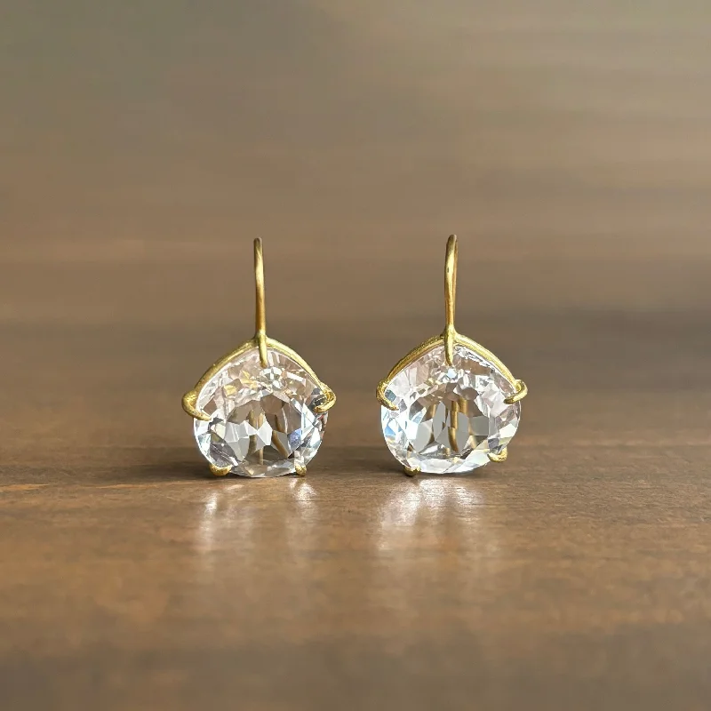 Women's elegant earrings-Asymmetrical White Topaz Petal Earrings