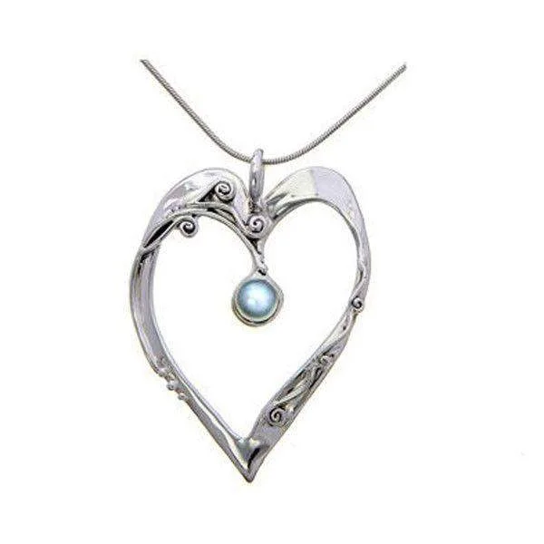 Women's symbolic necklaces-Sterling Silver & Heart Necklace -H111