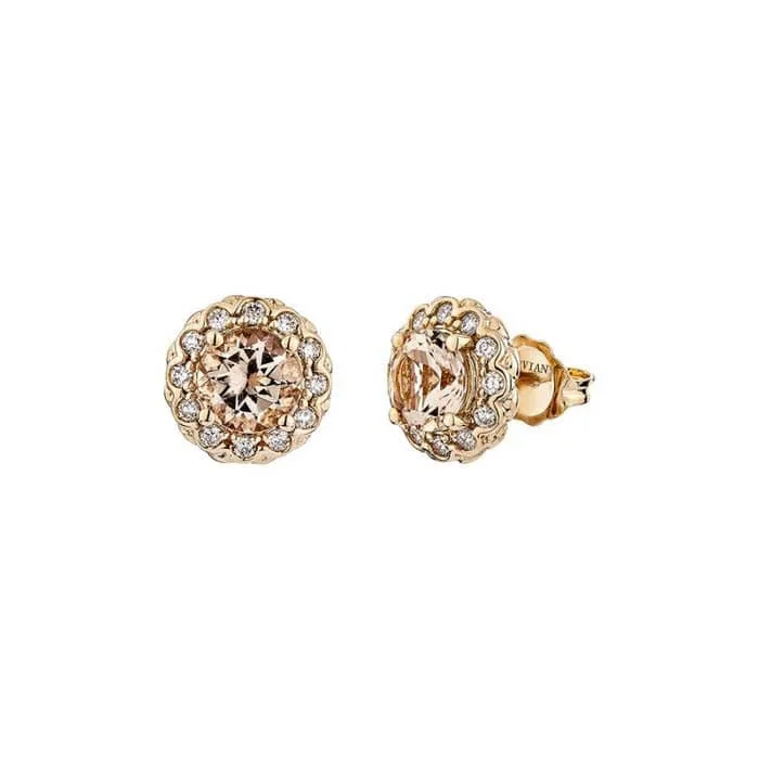 Vintage women's earrings-Le Vian Earrings featuring Peach Morganite and Vanilla Diamonds in 14K Strawberry Gold