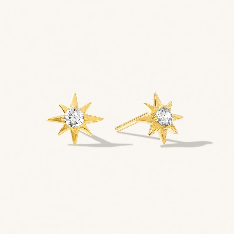 Women's gold earrings-Starburst Stud Earrings