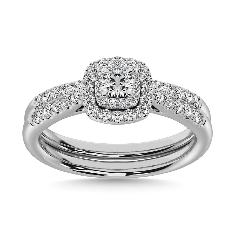 Women's modern design rings-10K White Gold 2/5 Ctw Diamond Bridal Ring