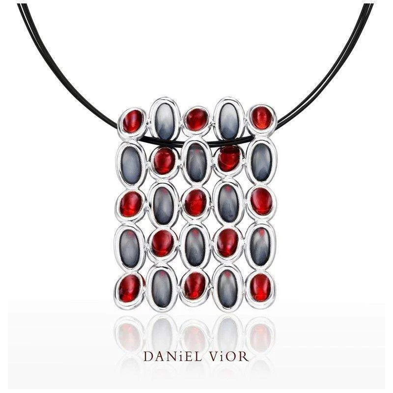 Women's travel necklaces-Elipses Red Enamel Necklace - 766850