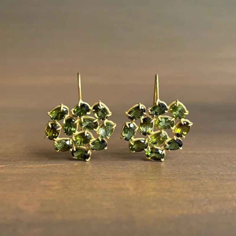 Women's astrology earrings-Green Tourmaline Florette Earrings