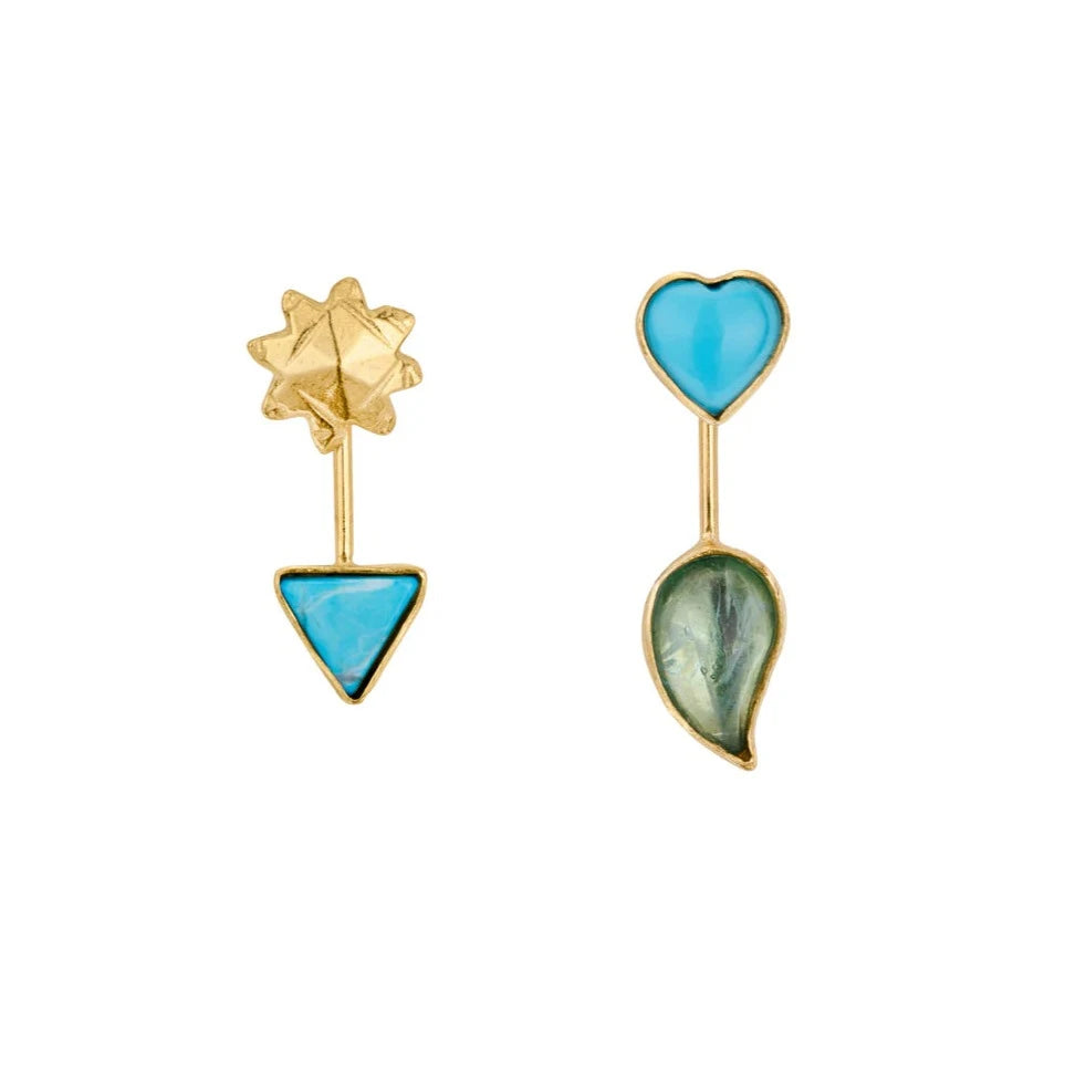 Women's luxury gift earrings-Aqua Detachable Drop Earrings