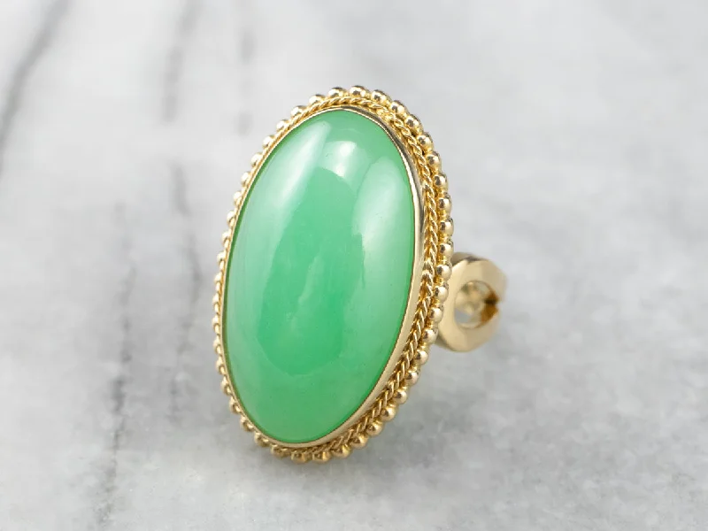 Women's silver rings-Chrysoprase and Gold Statement Ring