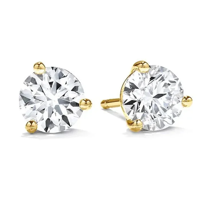 Women's party earrings-Mountz Collection .93CTW Diamond Stud Earrings in 14K Yellow Gold