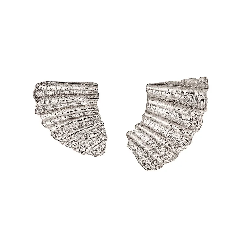 Women's drop earrings-Sea Shard Large Earrings, Silver