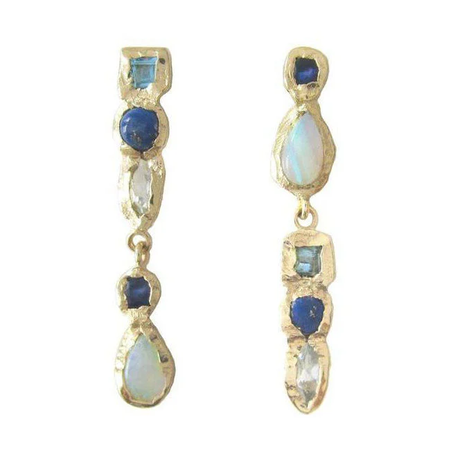 Women's DNA earrings-Waterfall Lapis Earrings