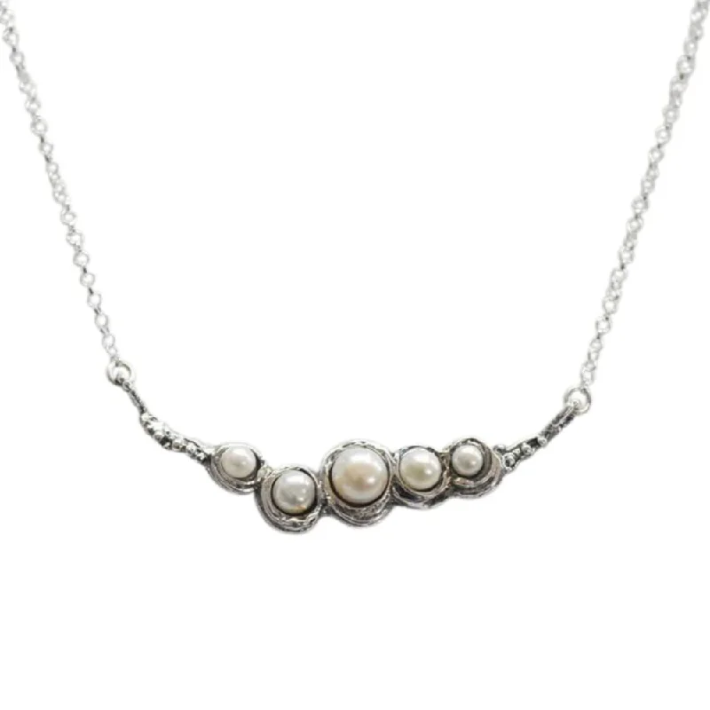 Women's ethical necklaces-Silver and Pearl Necklace