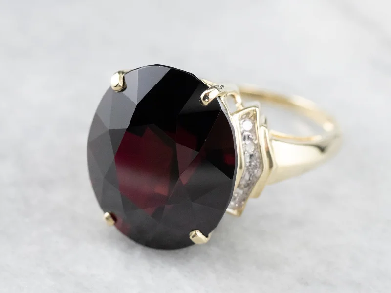 Women's cocktail rings-Garnet and Diamond Cocktail Ring