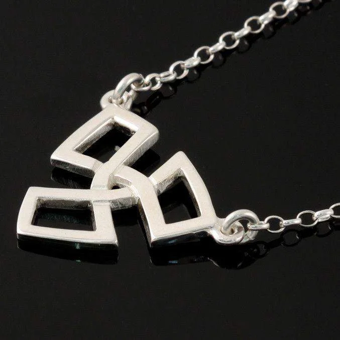 Women's exclusive necklaces-Sterling Silver Triquetra Eternity Necklace - P787