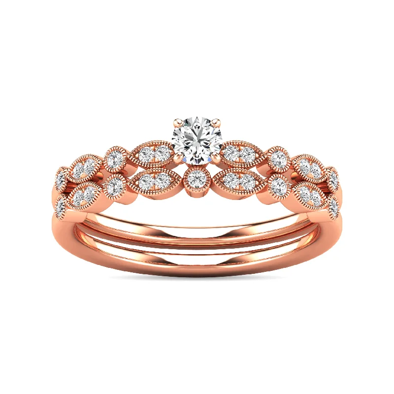 Women's custom design rings-Diamond 1/3 ct tw Bridal Ring in 10K Rose Gold