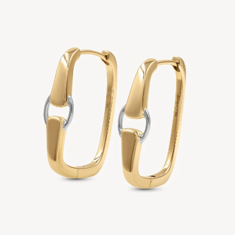 Women's gold-plated earrings-Two-Toned Buckle Earrings