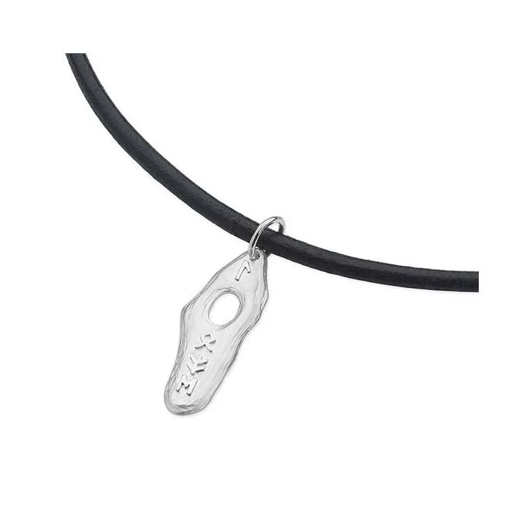 Women's couple necklaces-Odin Sterling Silver and Leather Necklace - 12041-1