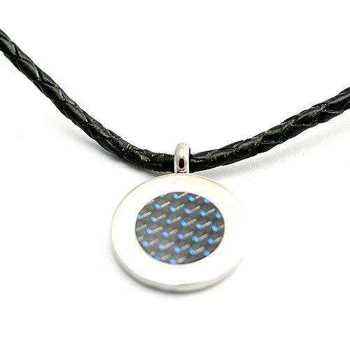 Women's silver necklaces-Mens Stainless Steel & Carbon Necklace - SP01073