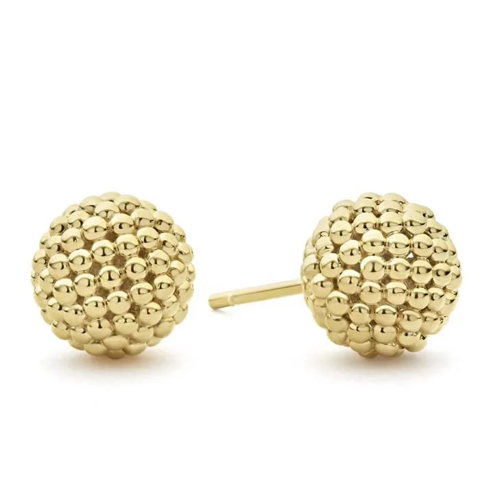 Women's unique earrings-LAGOS Large Caviar Beaded Stud Earrings in 18K Yellow Gold