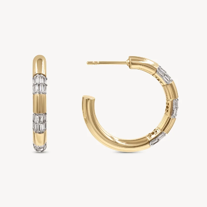 Handmade women's earrings-Tusk Baguette Hoops