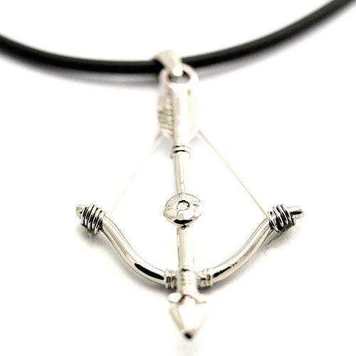 Women's seasonal necklaces-Stainless Steel & Leather Bow & Arrow Necklace - EMP34L