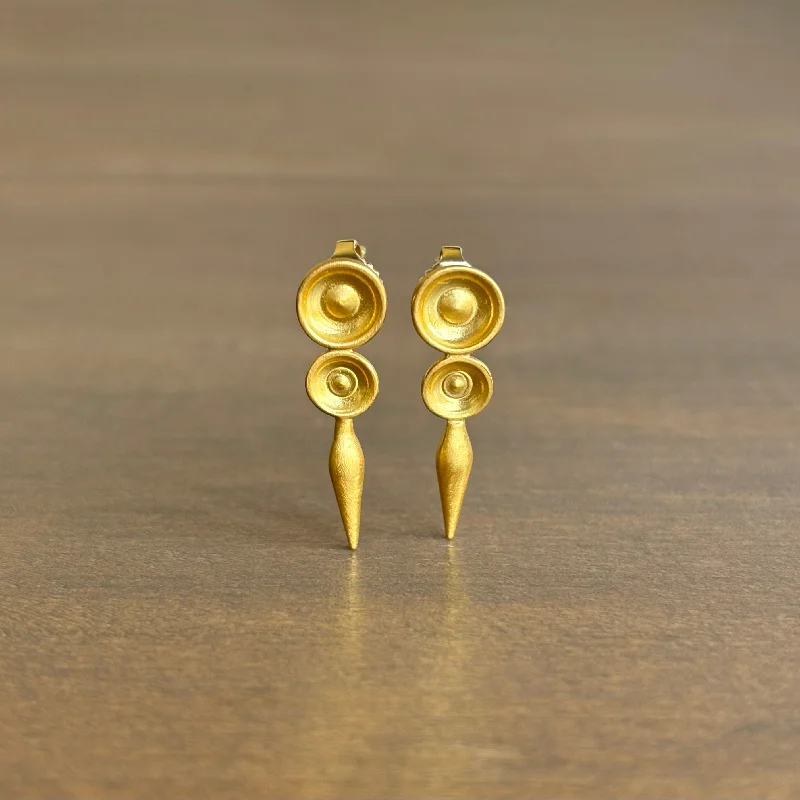 Women's party earrings-Gold Concave Pod Post Earrings