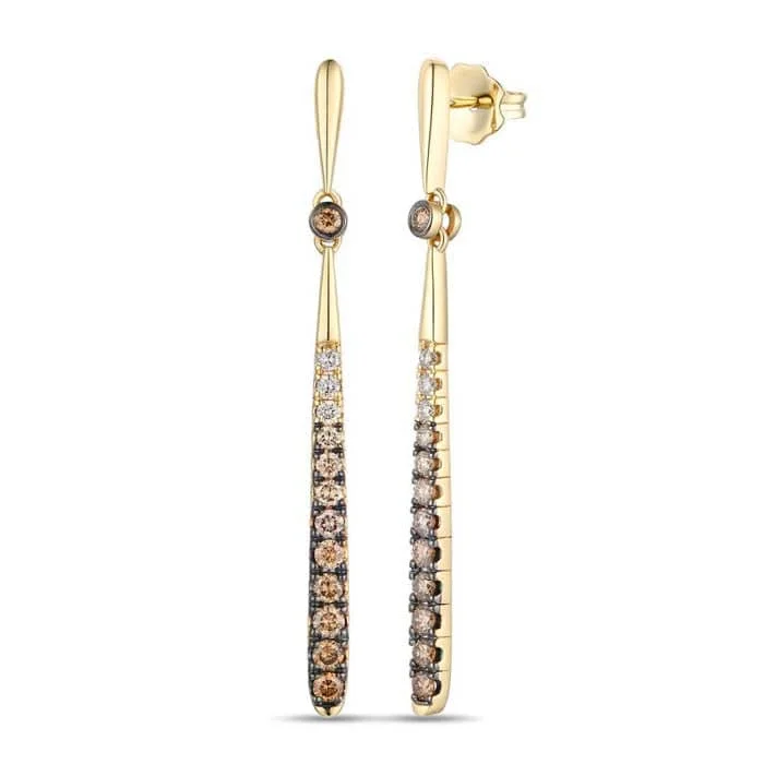 Custom women's earrings-Le Vian Earrings featuring Ombré Chocolate Diamonds in 14K Honey Gold