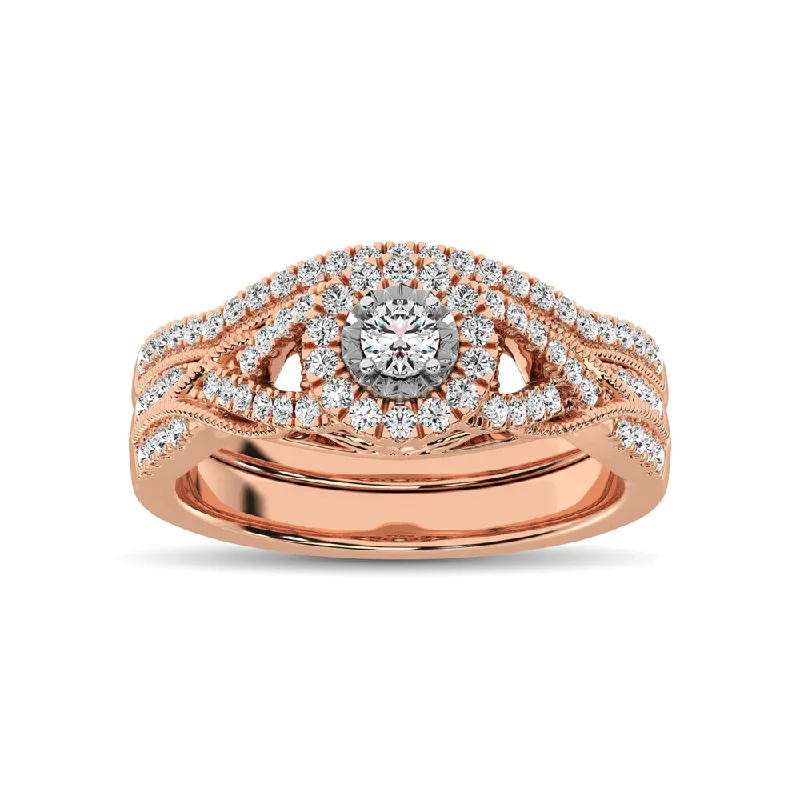 Women's holiday rings-10K Rose Gold 1/2 Ct.Tw. Diamond Bridal Ring