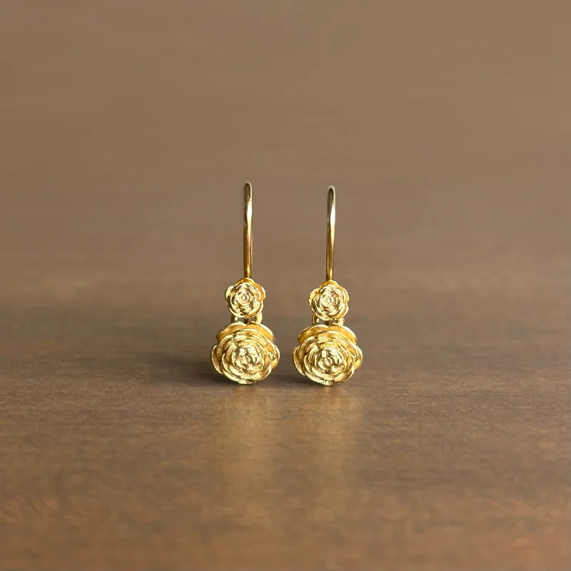 Women's fashion earrings-Gold Rose Garden Earrings