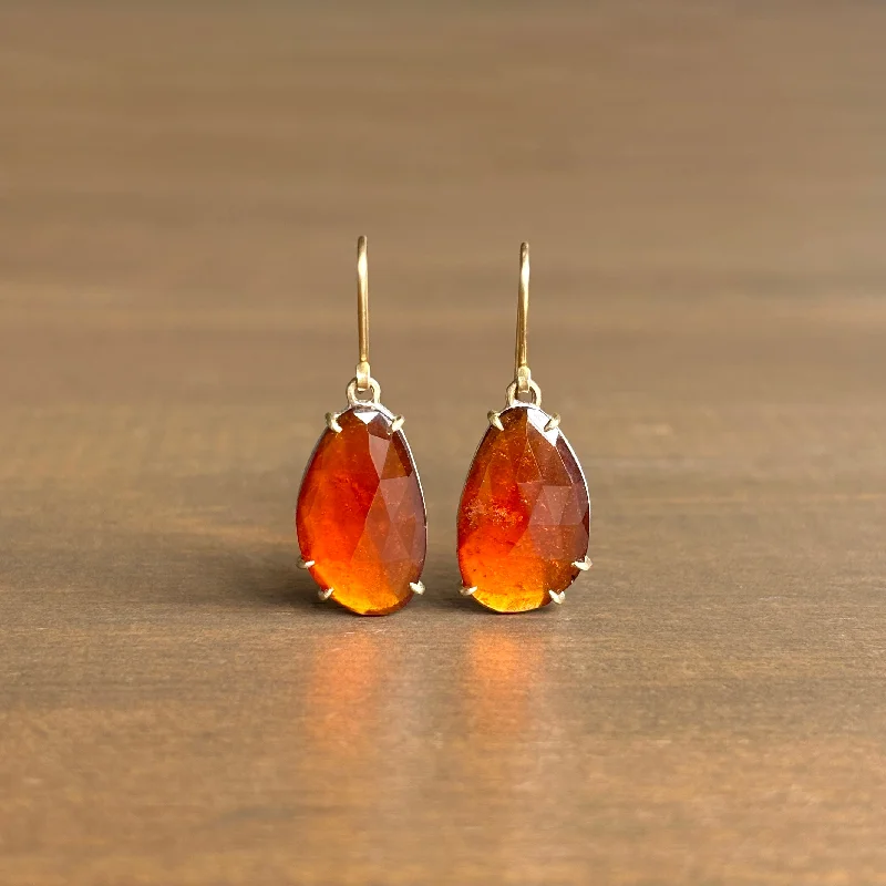 Women's charm earrings-Orange Spessartite Garnet Vanity Earrings