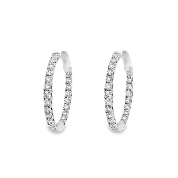 Women's photo earrings-Mountz Collection 2.0CTW Diamond Inside-Outside Oval Hoop Earrings in 14K White Gold