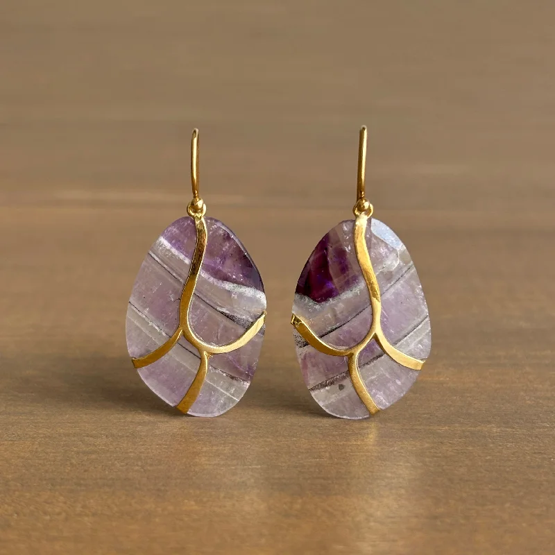 Women's friendship earrings-Trapiche Amethyst Butterfly Earrings