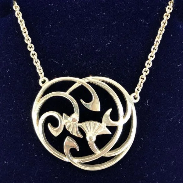 Women's K gold necklaces-Silver Thistle Necklace - T1