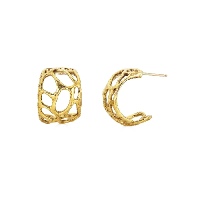 Women's eco-friendly earrings-Morel Hoops, 14k